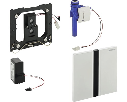 Commande d''urinoir Geberit avec plaque de commande, élément de montage et autres accessoires