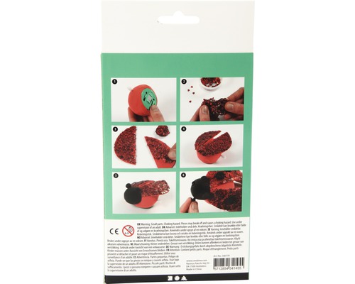 Verpackung einer Bastelpackung zur Herstellung eines Marienkäfers