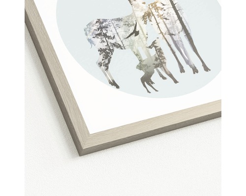 Affiche encadrée avec motif de cerf et imprimé forêt