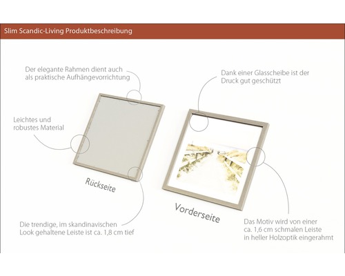 Bilderrahmen mit schmalem Holzrahmen, Vorder- und Rückseite dargestellt