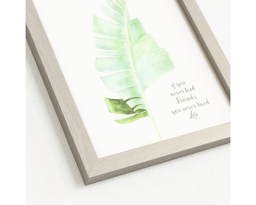 Gerahmtes Bild mit Pflanzenmotiv und Spruch