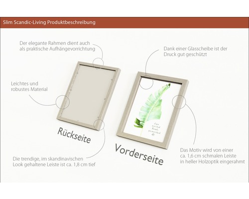 Vorder- und Rückseite eines hellen Holzbilderrahmens im skandinavischen Design