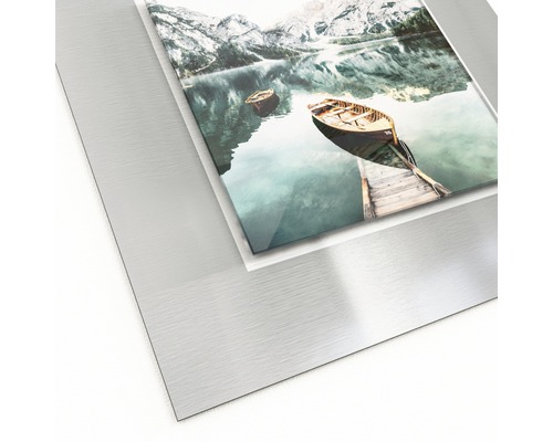 Wandbild mit Bergseemotiv auf Aluminium-Dibond-Platte