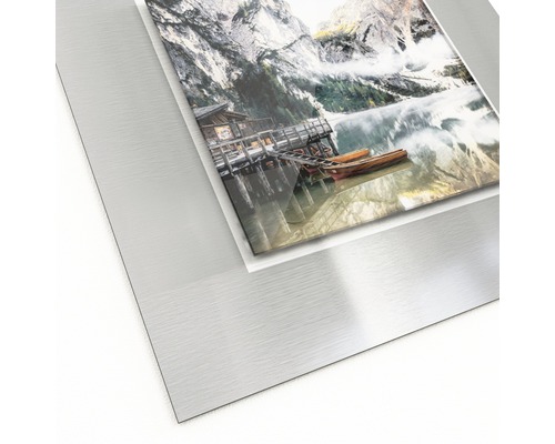 Tableau mural avec motif de lac de montagne sur métal