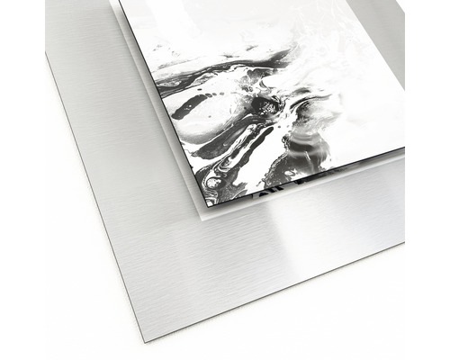 Tableau mural sur panneau composite en aluminium avec motif abstrait en noir et blanc