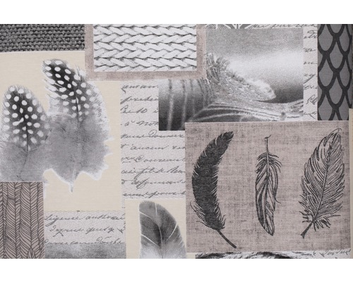 Papier peint avec motif de plumes et de texte