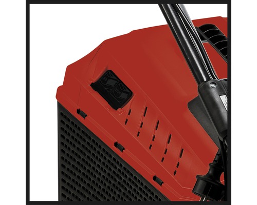 Vue détaillée d''une tondeuse à gazon avec bouton marche/arrêt