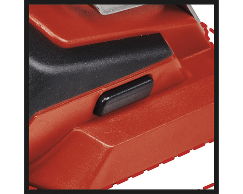 Detailansicht eines Einhell Werkzeugs mit schwarzem Knopf