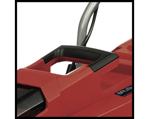 Vue détaillée d''une brosse de désherbage des joints rouge avec poignée