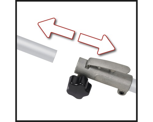 Verbindung von zwei Stangen mit Schraube und zwei Pfeilen