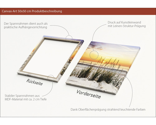 50x50 cm Leinwandbild mit rückseitigem Spannrahmen aus MDF Material