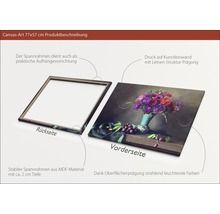 Leinwandbild 77x57 Zentimeter mit Blumenstillleben und MDF Rahmen
