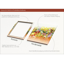 Image sur toile 50x50 centimètres avec motif floral, recto et verso