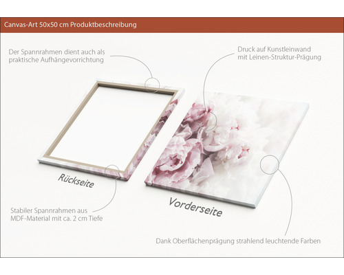 Leinwandbild 50x50 Zentimeter mit MDF Rahmen und Leinwandstruktur