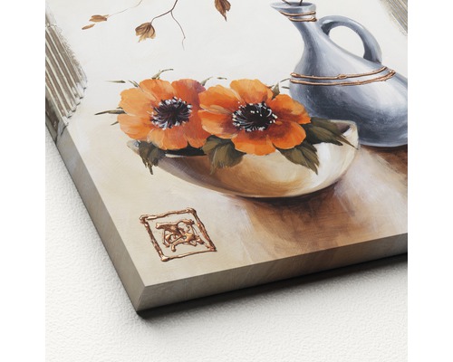 Peinture avec des fleurs et un pot dans des tons atténués