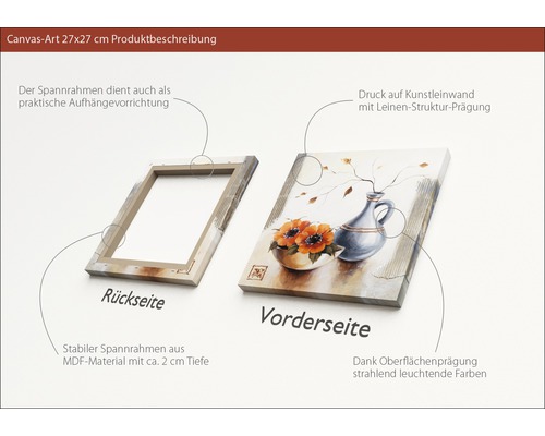 Canvasbild mit Blumenstillleben, Keilrahmen aus MDF