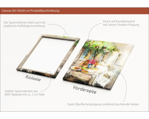 Tableau sur toile avec motif, 50x50 cm, avec cadre en MDF