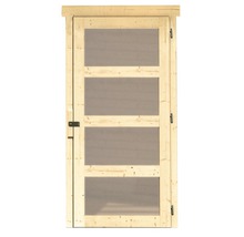 Porte en bois avec quatre fenêtres pour abri de jardin