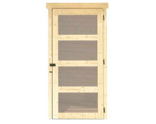 Porte en bois avec quatre fenêtres pour abri de jardin
