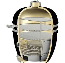 Coupe transversale d''un barbecue en céramique avec des grilles