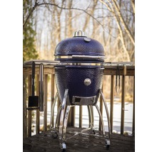 Barbecue en céramique avec roulettes et tables d''appoint pour l''extérieur