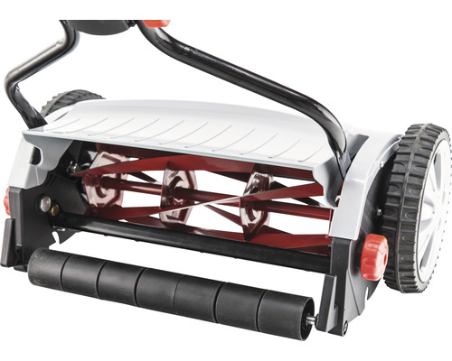 Tondeuse hélicoïdale avec rouleau de coupe et roues