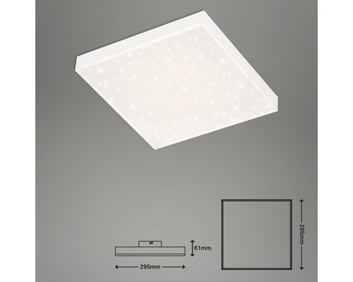 Quadratische Deckenleuchte mit Sternenhimmel-Effekt und Maßangaben