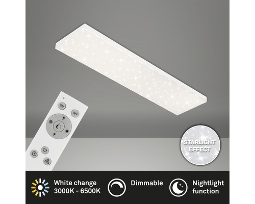 Panneau LED à intensité lumineuse variable 24 W 2400 lm CCT 3000- 6500 K 100x25 cm blanc + ciel étoilé + télécommande