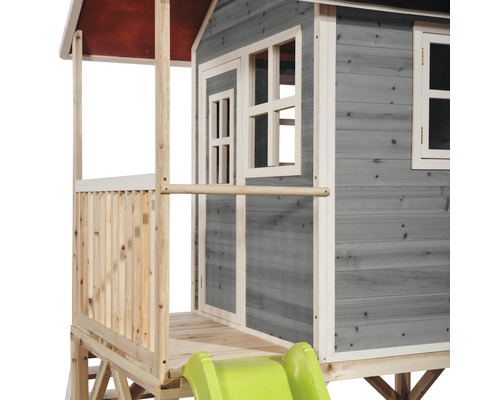Maisonnette en bois avec toboggan pour enfants