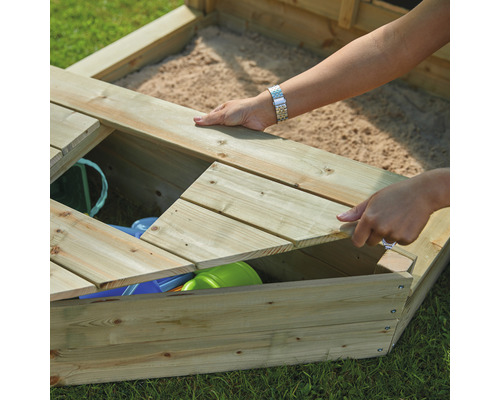 Bac à sable avec couvercle et espace de rangement pour les jouets