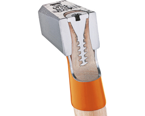Querschnitt eines Hammers mit Holzgriff und Stahlkopf