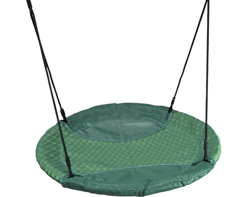 Balancelle nid d''oiseau ronde verte avec des cordes noires