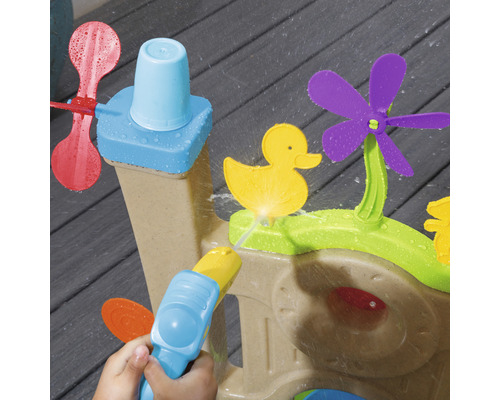 Table de jeu d''eau avec canard jaune et pistolet à eau