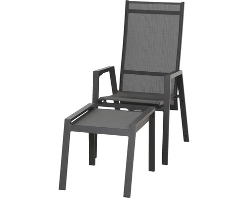 Chaise de jardin avec repose-pieds en aluminium et textile