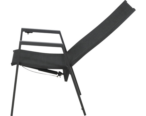 Chaise de jardin réglable avec accoudoirs et revêtement textile