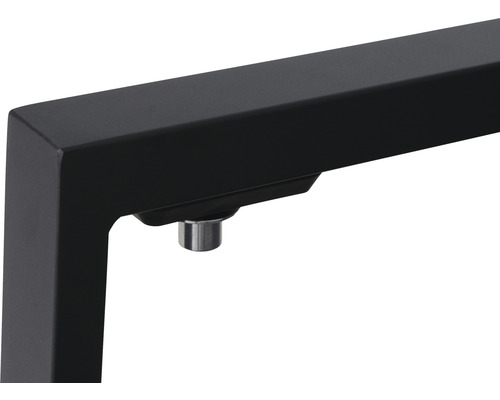 Vue détaillée d''un pied de table noir avec pied réglable en hauteur