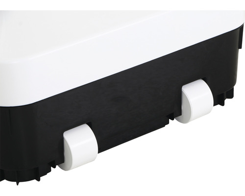 Detailansicht einer mobilen Box mit Rollen