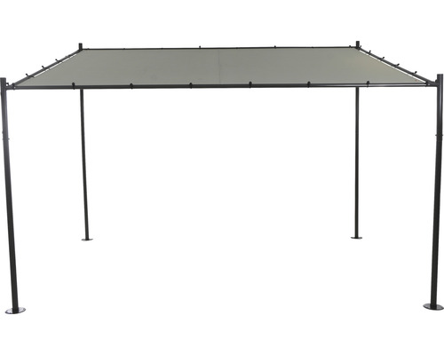 Tonnelle avec bâche grise et structure noire pour le jardin