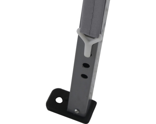 Vue détaillée du pied d''un pavillon avec réglage en hauteur.