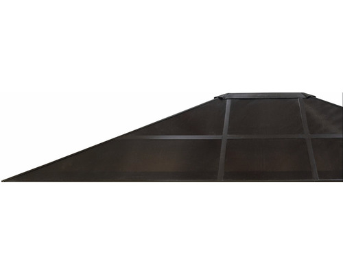 Vue détaillée d''un toit de pavillon avec des panneaux encadrés