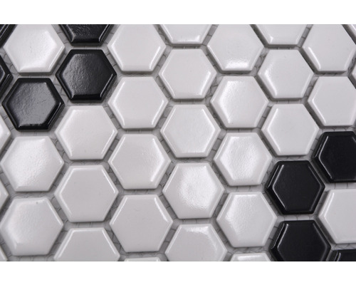 Mosaïque hexagonale, noir et blanc