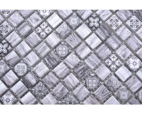 Carreau de mosaïque avec des éléments carrés et différents motifs