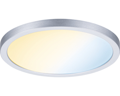 Runde Deckenleuchte mit silberfarbenem Rahmen