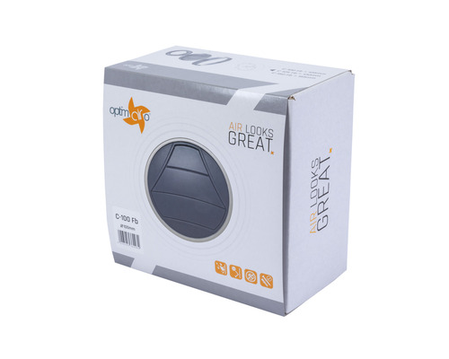 Verpackung eines Optima Air Ventils mit 100 Millimeter Durchmesser