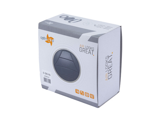 Verpackung einer Optima Lüftungshaube mit 125 Millimeter Durchmesser