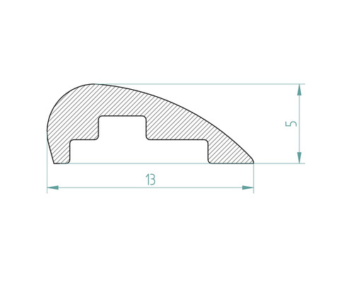 Schéma technique d''un profilé de transition avec les dimensions 13 et 5