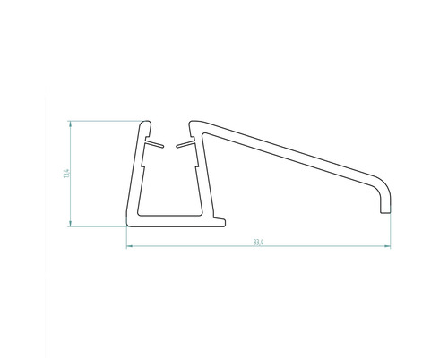 Dessin d''un profilé avec les dimensions 13,4 et 33,4.