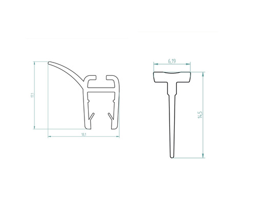 Technische Zeichnung eines Dichtungsprofils mit Massangaben