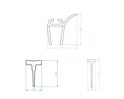 Dessin technique d''un profilé avec cotes.