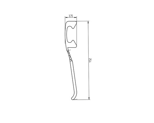 Dessin technique d''un profilé avec les dimensions 3,75 et 254